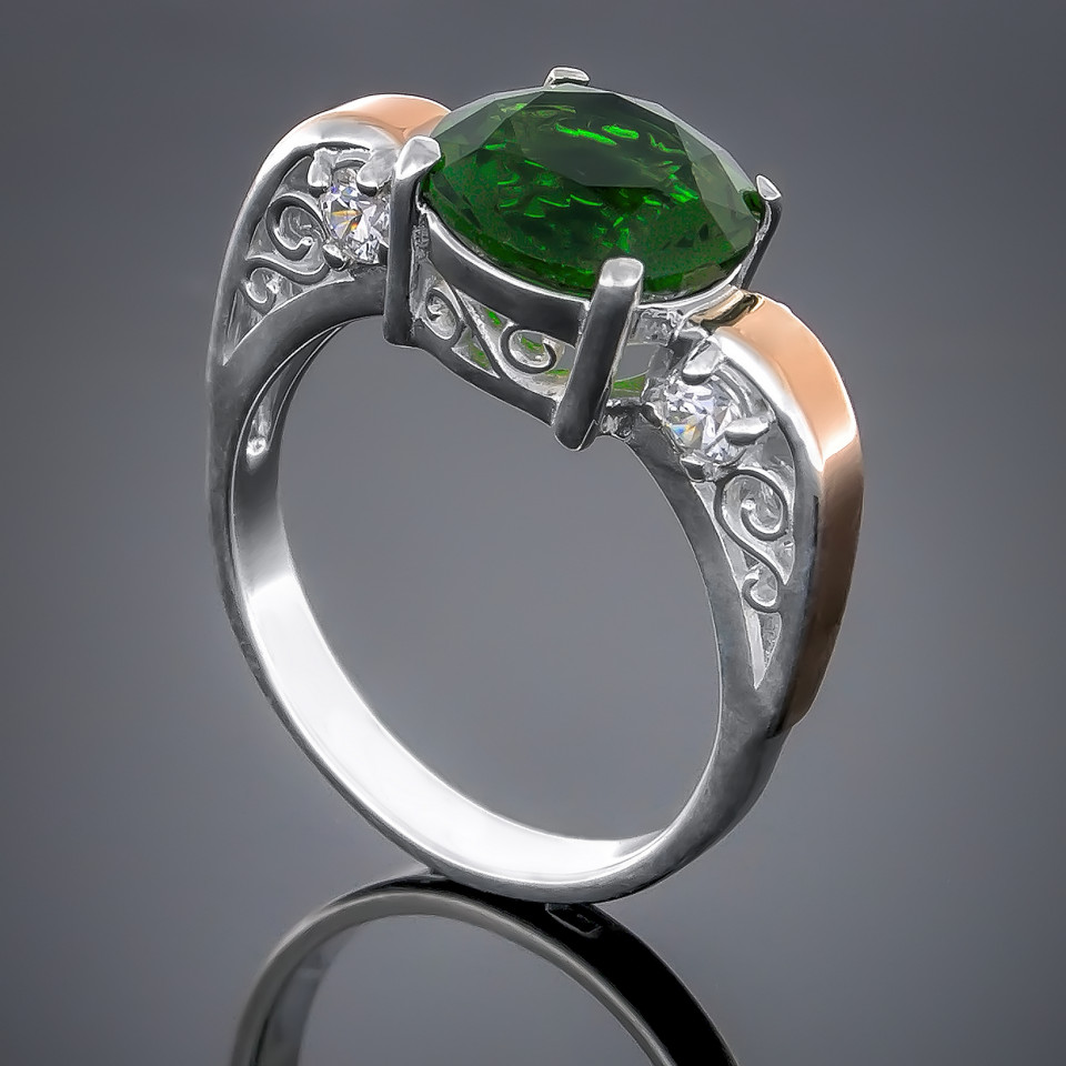 Перстень 384 агат зелений Rh Timofeev