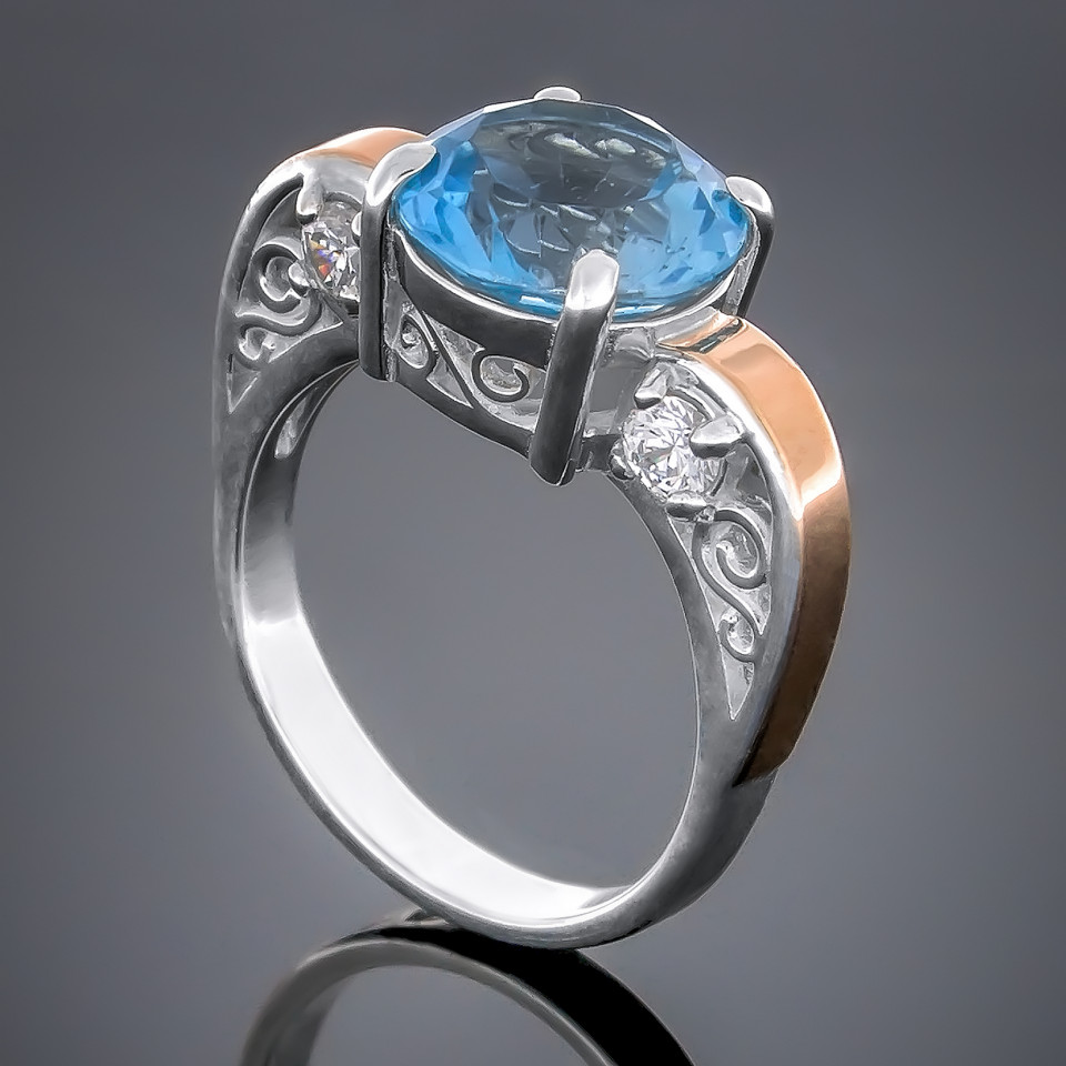 Перстень 384 авантюрин синій Rh Timofeev