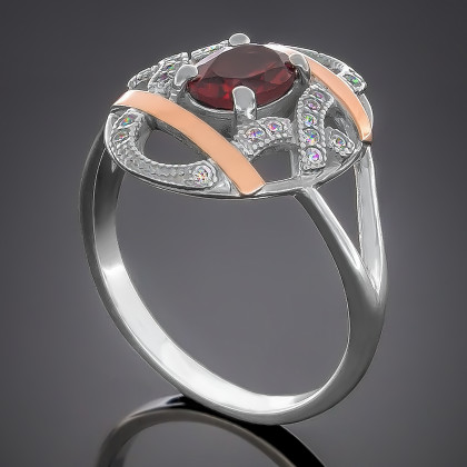 Перстень 388 альпініт червоний Rh Timofeev