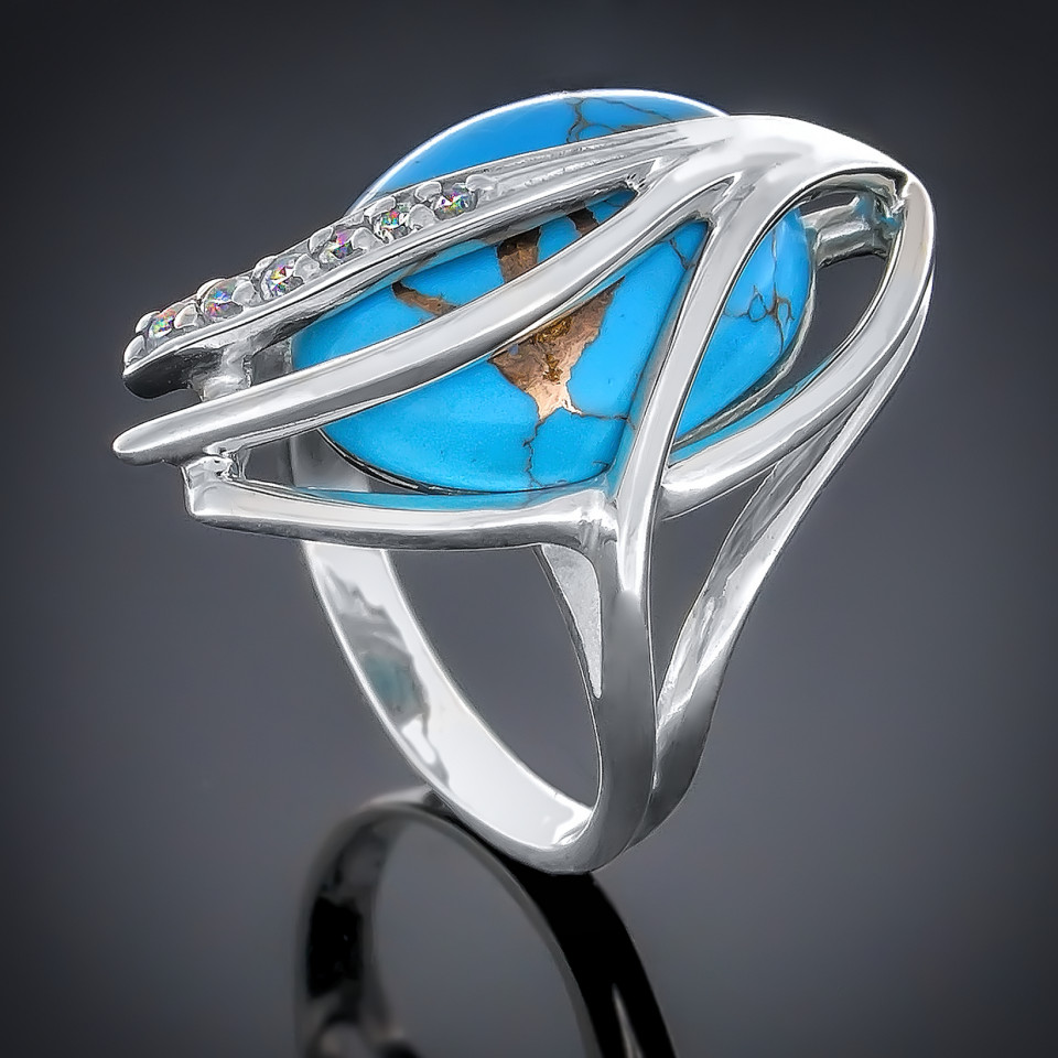 Перстень 39 авантюрин синій імітація Rh Timofeev