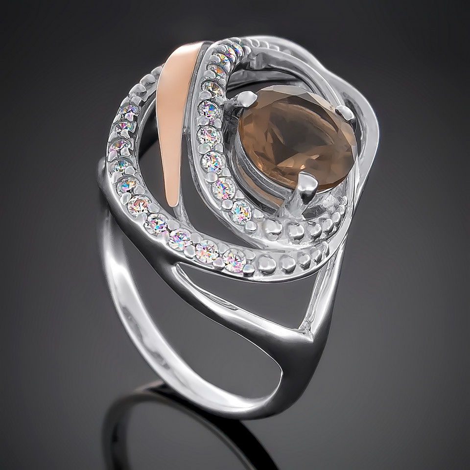 Перстень 402 альпініт коричневий Rh Timofeev
