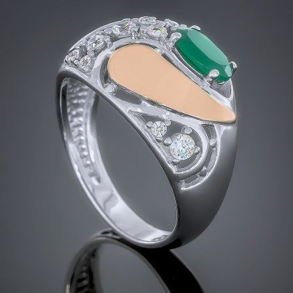 Перстень 421 альпініт зелений Rh Timofeev