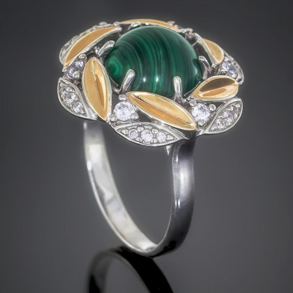 Перстень 425 малахіт імітація Rh Timofeev