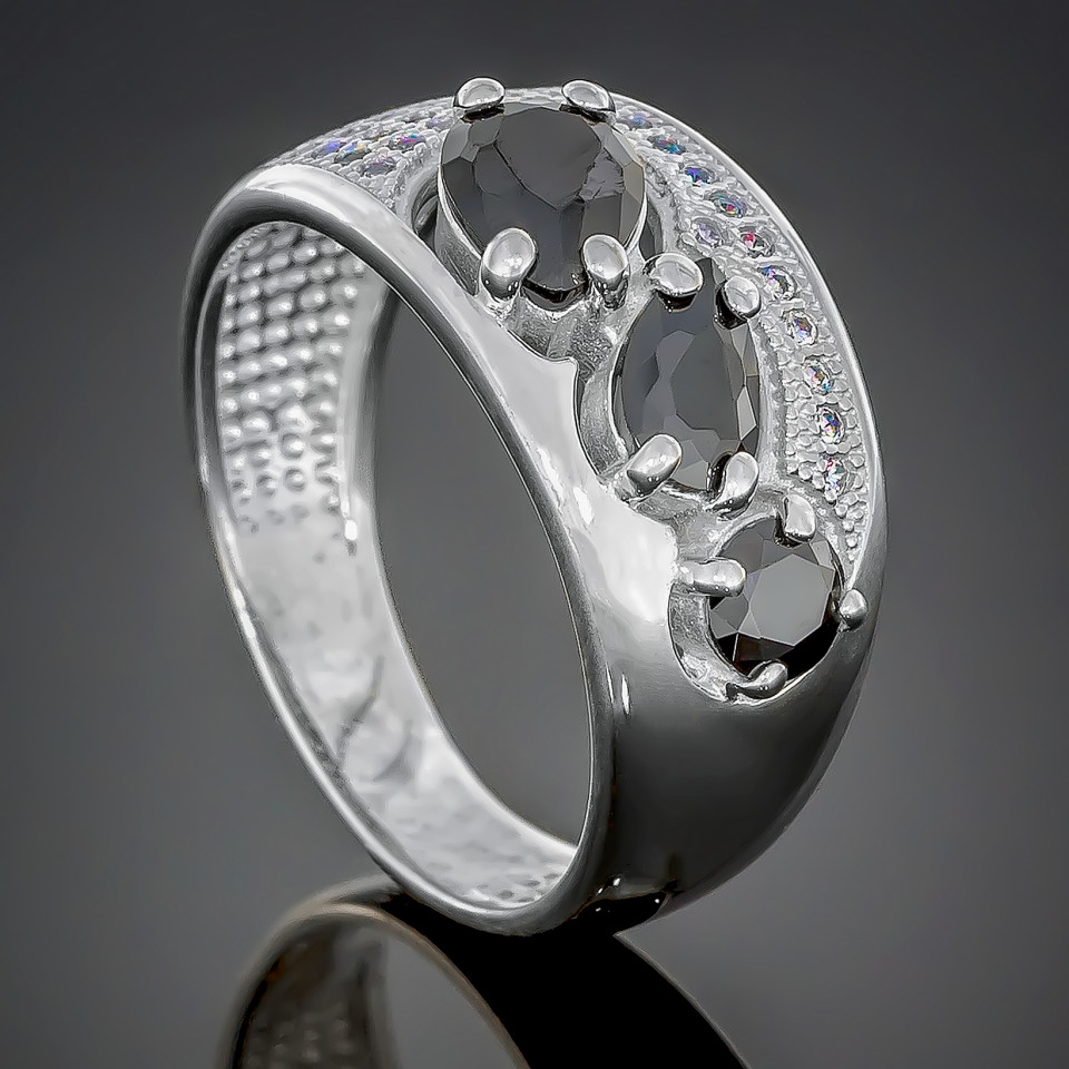 Перстень 426 цирконій чорний Rh Timofeev