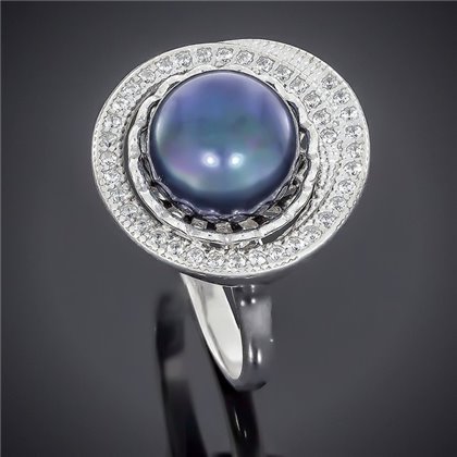 Перстень 562 перлина чорна Rh Timofeev