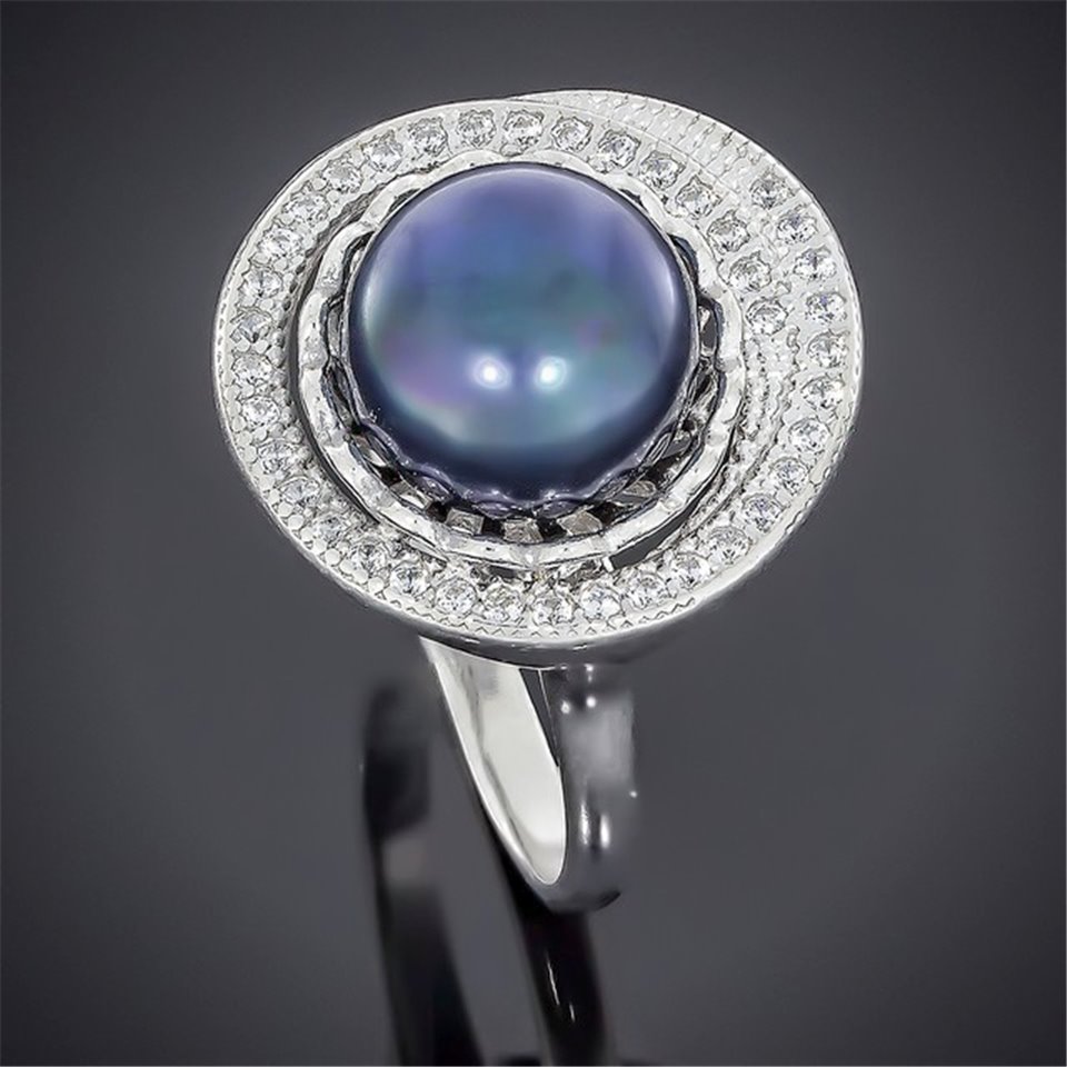 Перстень 562 перлина чорна Rh Timofeev