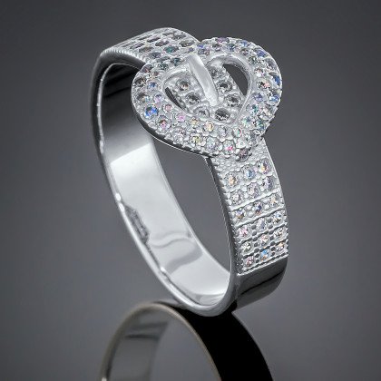 Перстень 435 цирконій зелено білий Rh Timofeev