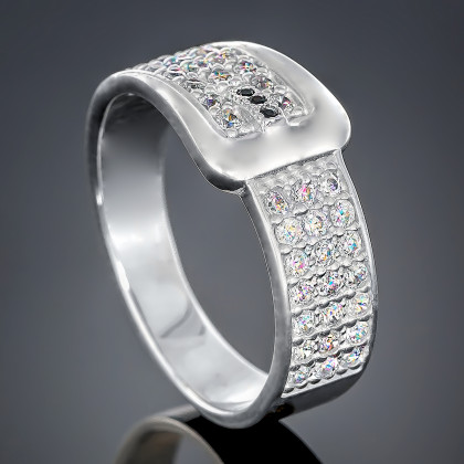 Перстень 441 цирконій чорний/цирконій білий Rh Timofeev