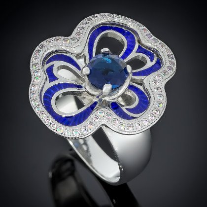 Перстень 462 альпініт синій/емаль синя Rh Timofeev