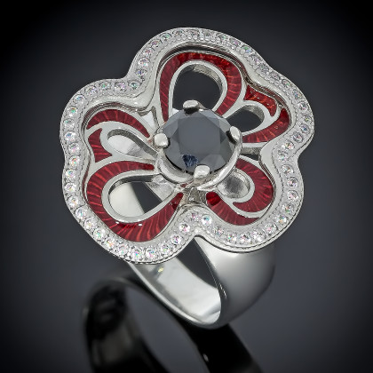 Перстень 462 цирконій чорний Rh Timofeev