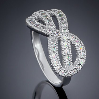 Перстень 468 цирконій білий Rh (17,5) Timofeev