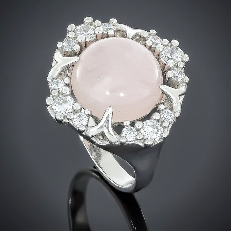 Перстень 550 кварц рожевий Rh Timofeev