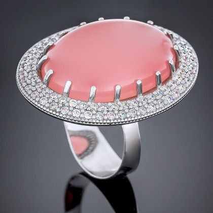 Перстень 476 кварц рожевий Rh Timofeev