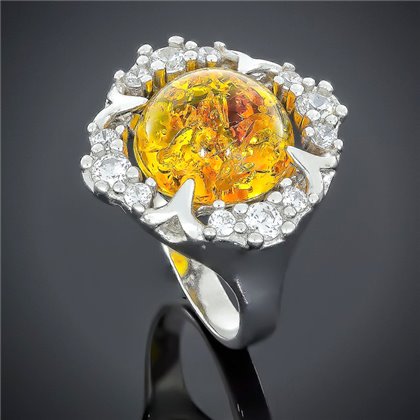 Перстень 550 янтарь жовтий імітація Rh Timofeev