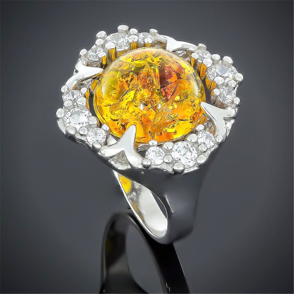 Перстень 550 янтарь жовтий імітація Rh Timofeev