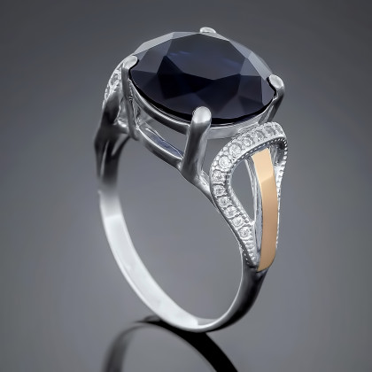 Перстень 489 цирконій чорний Rh Timofeev