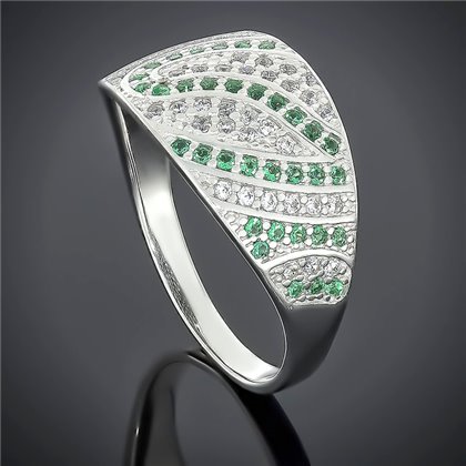 Перстень 542 біло зелений Rh Timofeev