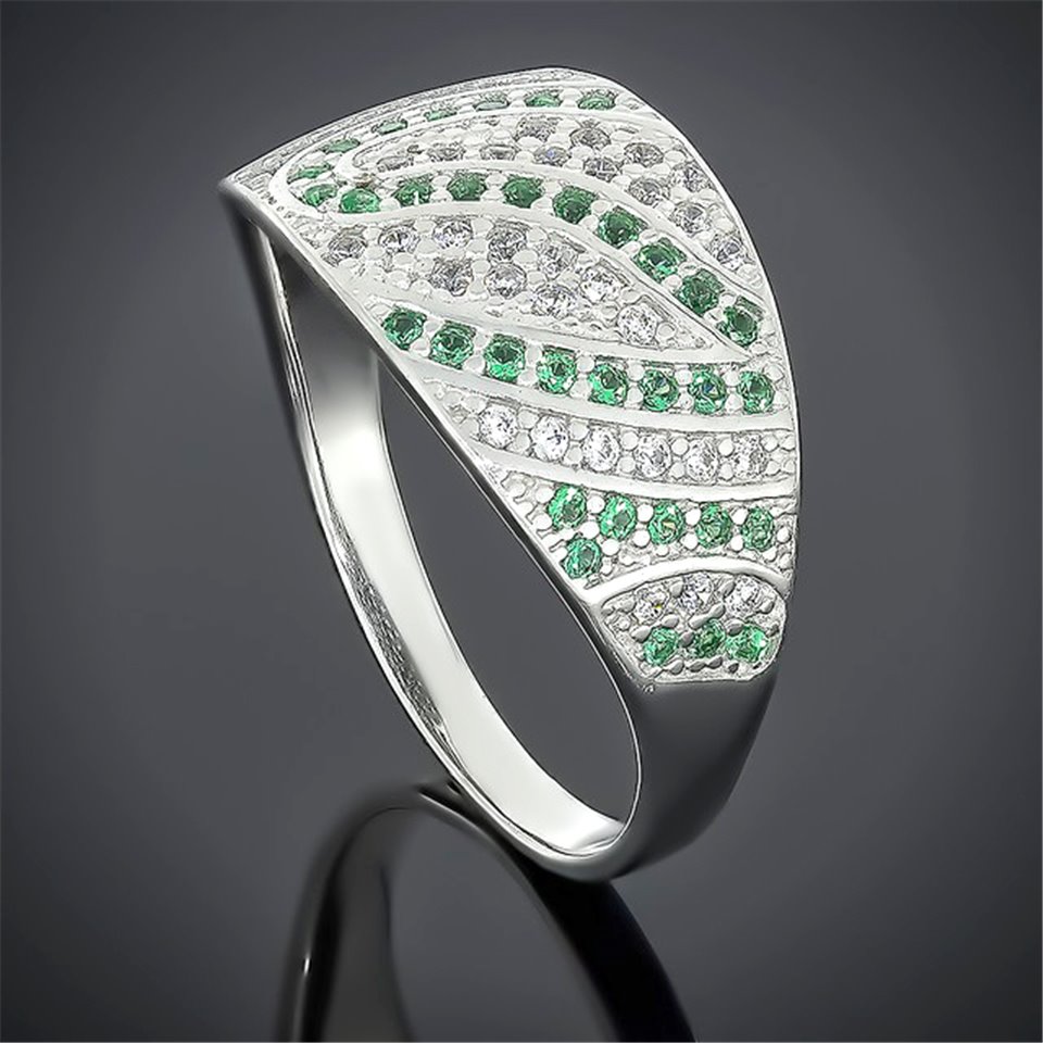 Перстень 542 біло зелений Rh Timofeev