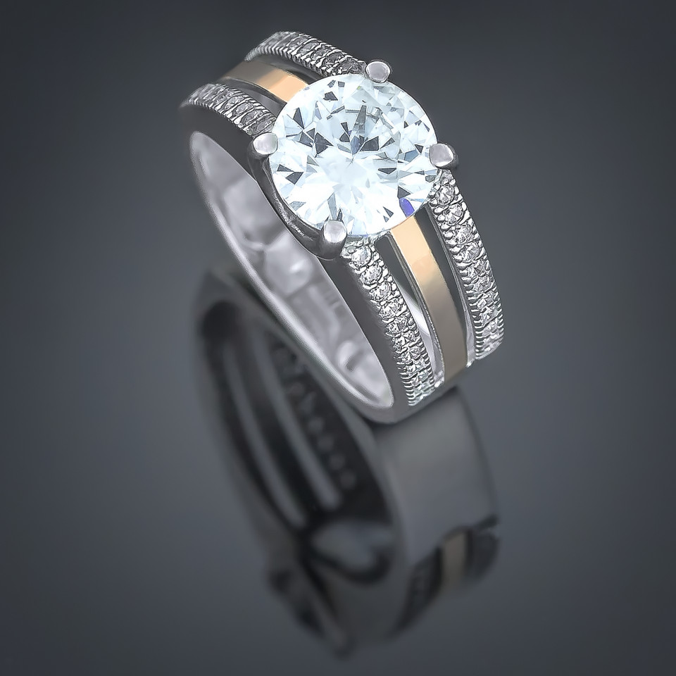 Перстень 499 кварц зелений Rh Timofeev