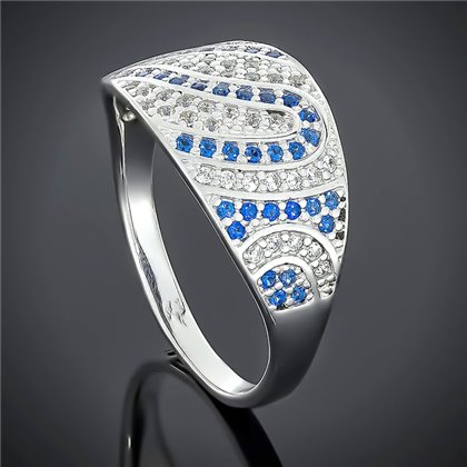 Перстень 542 біло сині Rh Timofeev