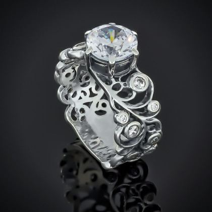 Перстень 604 альпініт димчатий Rh Timofeev