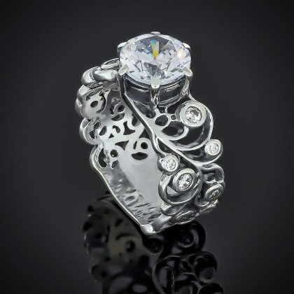 Перстень 604 альпініт димчатий Rh Timofeev