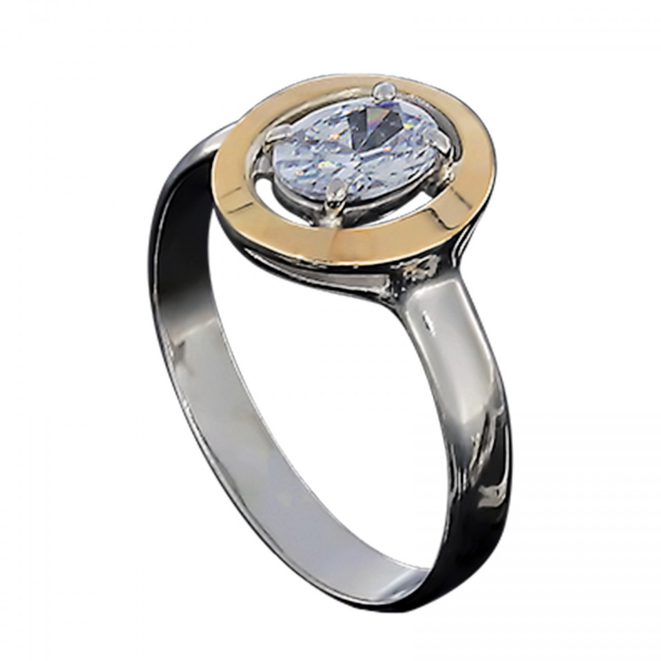 Перстень 605 (2) цирконій білий Rh Timofeev