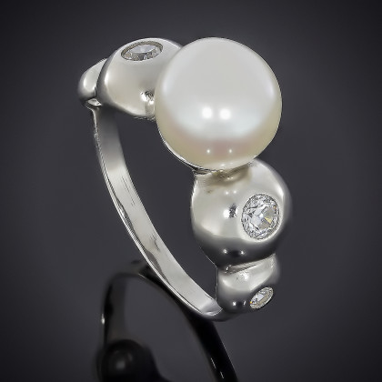 Перстень 546 перлина чорна Rh Timofeev