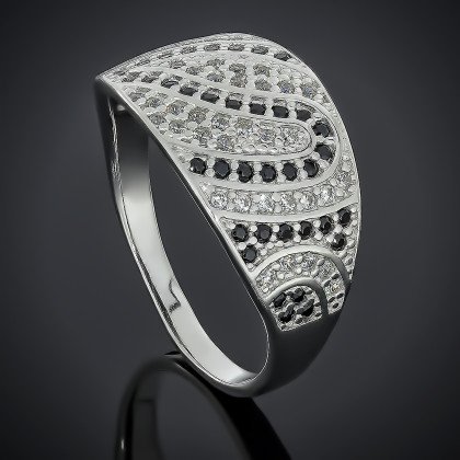 Перстень 542 цирконій чорний Rh Timofeev