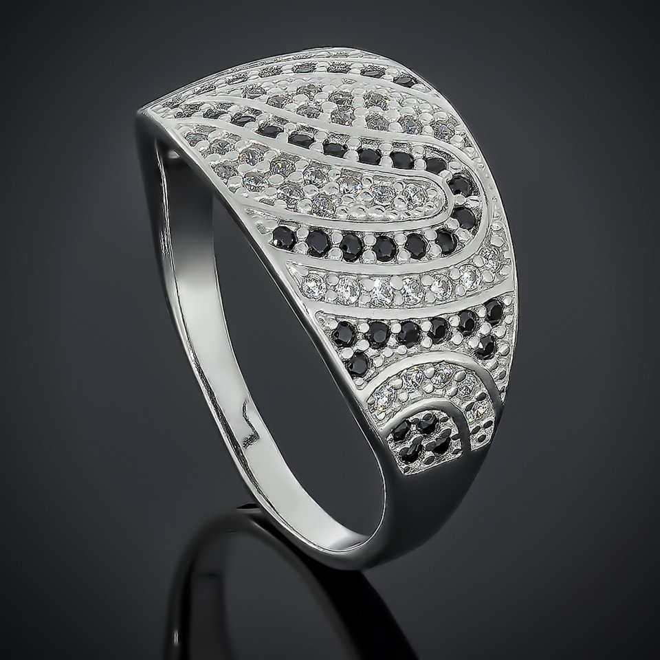 Перстень 542 цирконій чорний Rh Timofeev