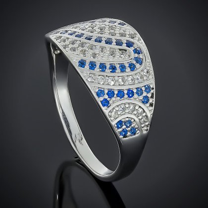 Перстень 542 біло блакитні Rh Timofeev