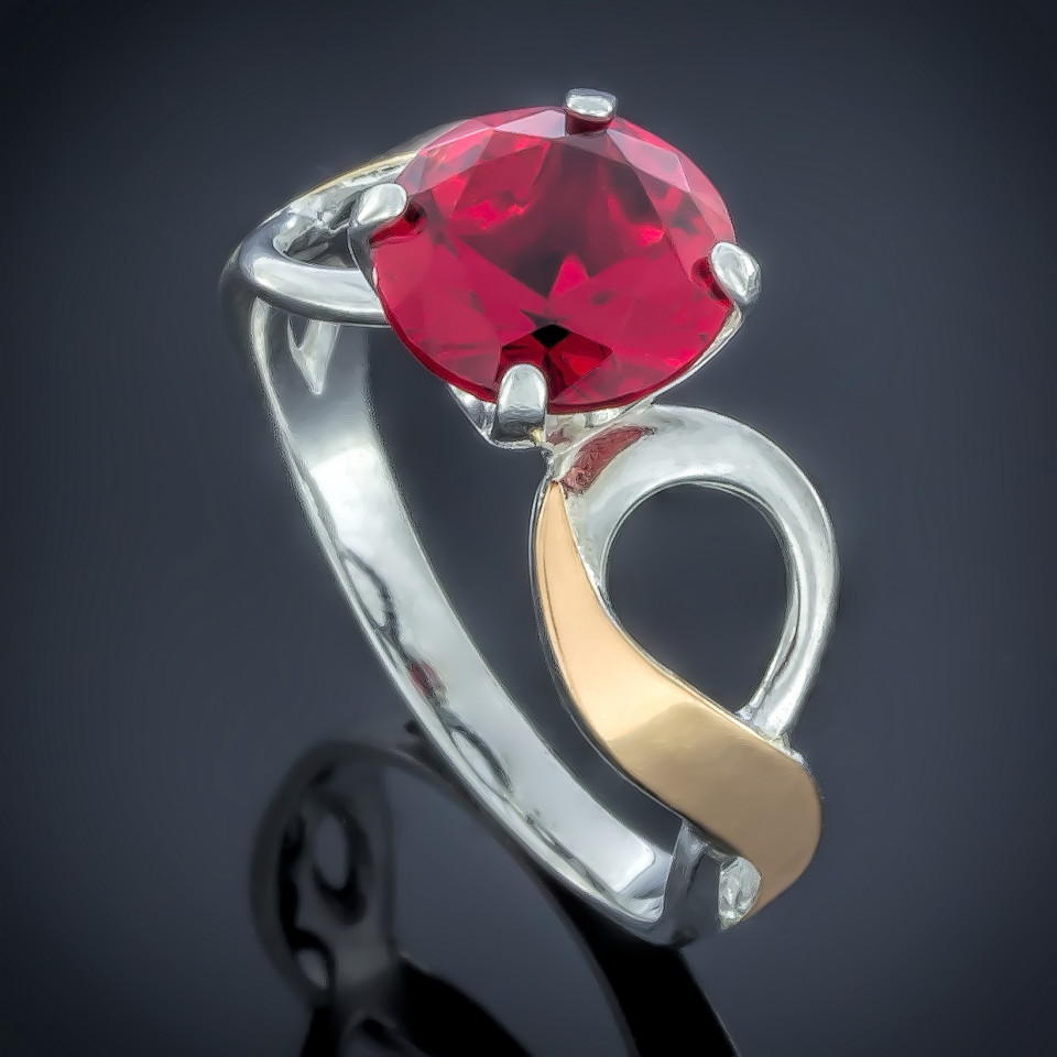 Перстень 510 цирконій червоний Rh Timofeev