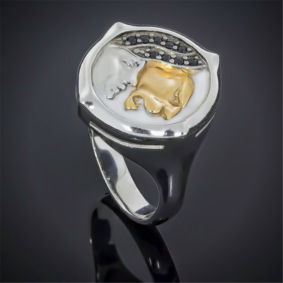 Перстень 507 цирконій чорний Rh Timofeev