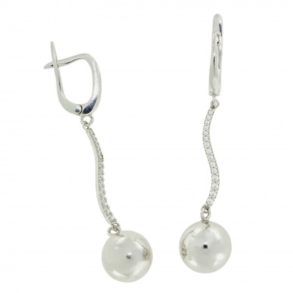 Сережки 883(12) цирконій білий Rh Timofeev