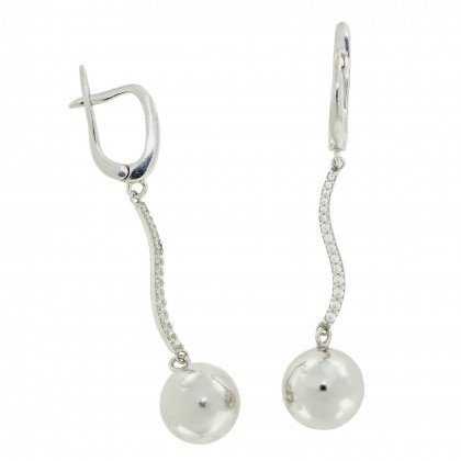 Сережки 883(12) цирконій білий Rh Timofeev