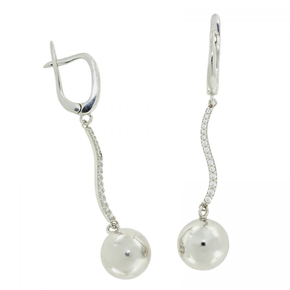 Сережки 883(12) цирконій білий Rh Timofeev