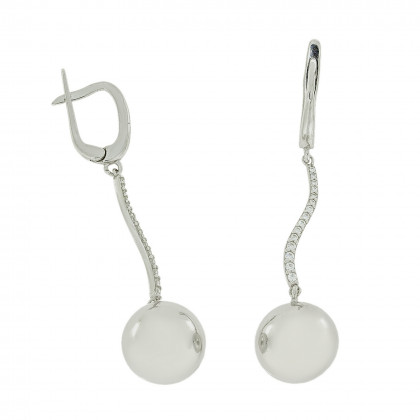 Сережки 883(14) цирконій білий Rh Timofeev