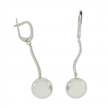 Сережки 883(14) цирконій білий Rh Timofeev