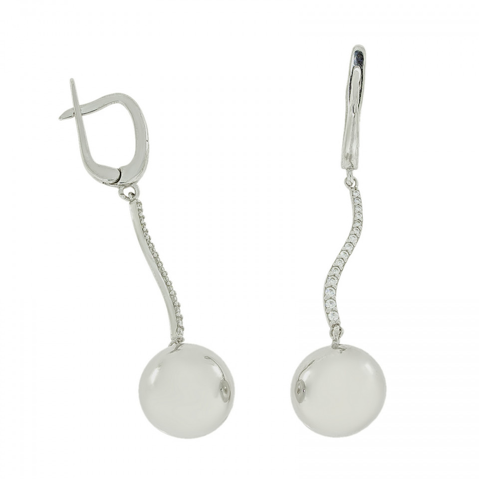 Сережки 883(14) цирконій білий Rh Timofeev