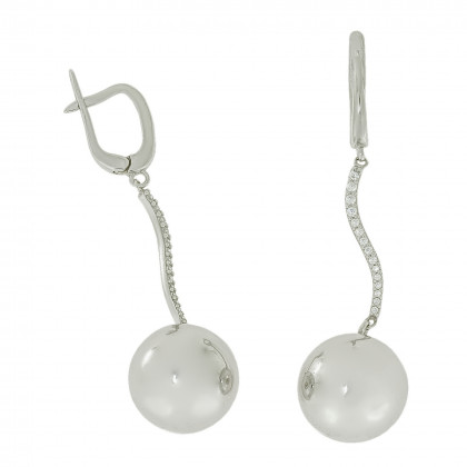 Сережки 883(16) цирконій білий Rh Timofeev