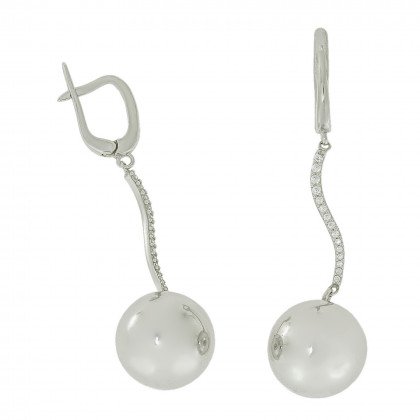 Сережки 883(16) цирконій білий Rh Timofeev