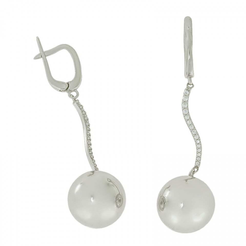 Сережки 883(16) цирконій білий Rh Timofeev