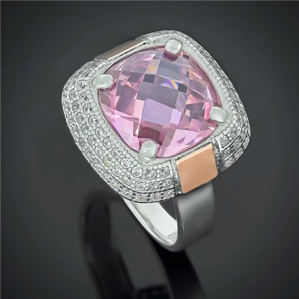 Перстень 481 цирконій рожевий Rh Timofeev