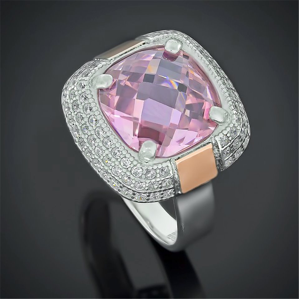 Перстень 481 цирконій рожевий Rh Timofeev