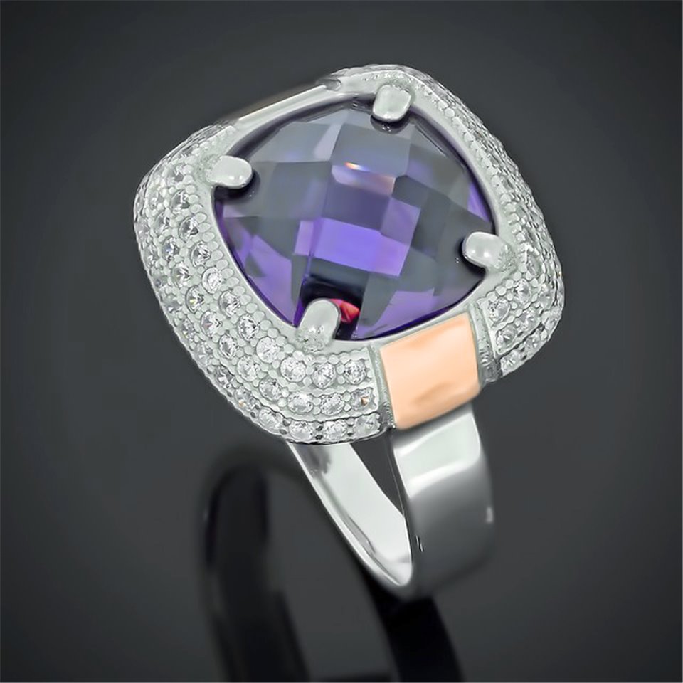 Перстень 481 цирконій фіолет Rh Timofeev
