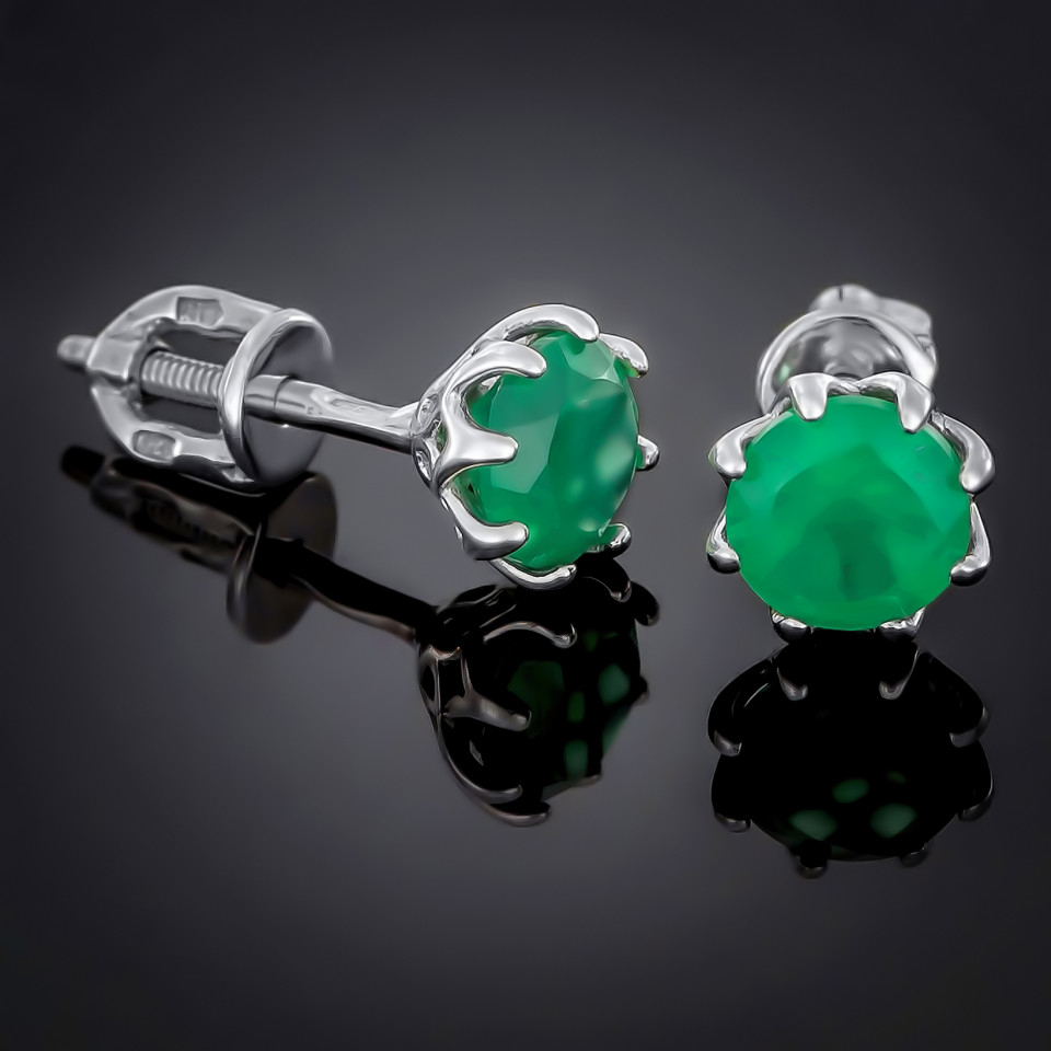 Сережки 002 альпініт смарагд Rh Timofeev