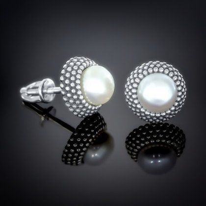 Сережки 003 перлина біла Timofeev