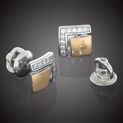 Сережки 015(2) цирконій білий Rh Timofeev