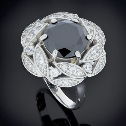 Перстень 454 цирконій чорний Rh Timofeev
