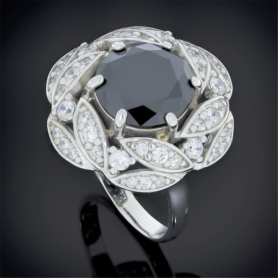 Перстень 454 цирконій чорний Rh Timofeev